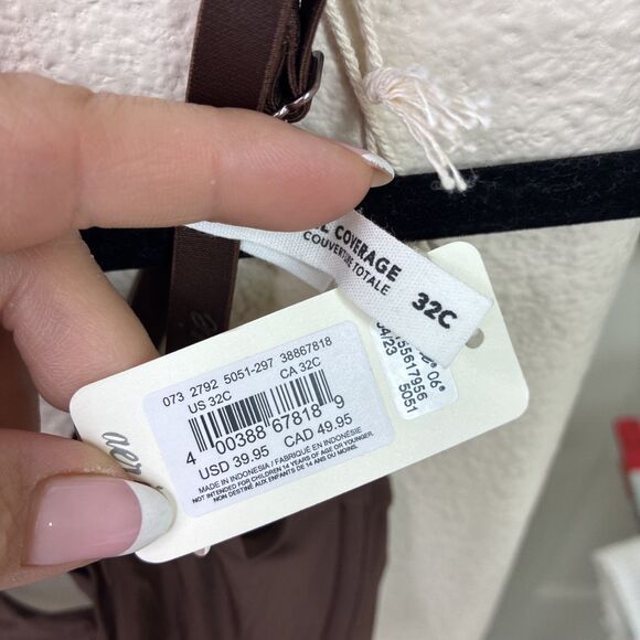 Smoothez by Aerie Bra Beige Full Coverage Unlined Underwire 32C Brown New - Picture 3 of 7